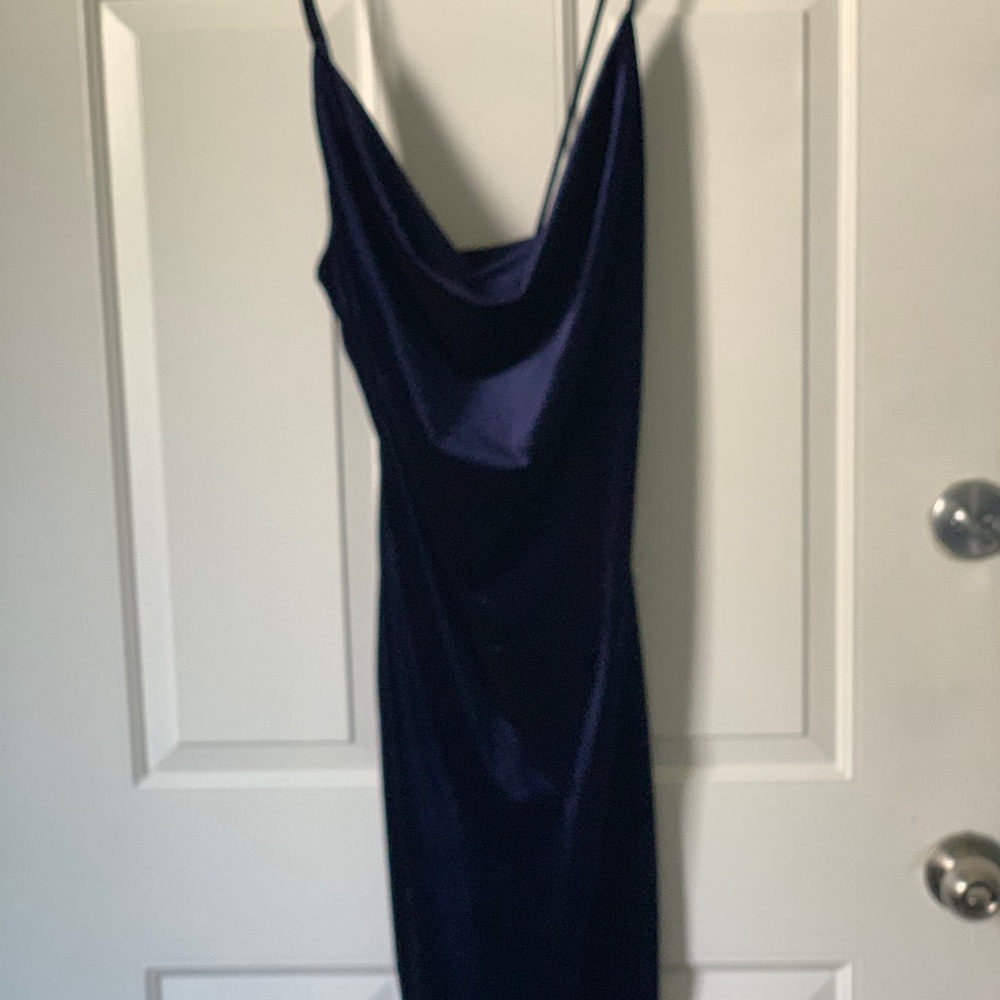Navy Blue velvet cocktail dress